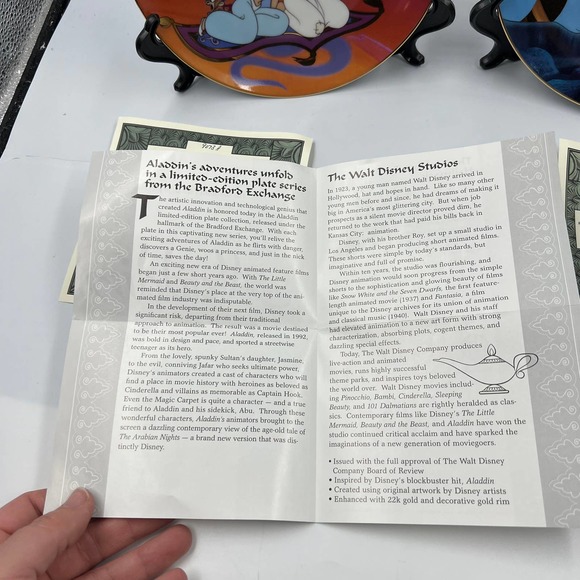 Bradford Exchange Porcelain Collector Plates 1-4 Disney Aladdin Jasmine Genie - Picture 11 of 12